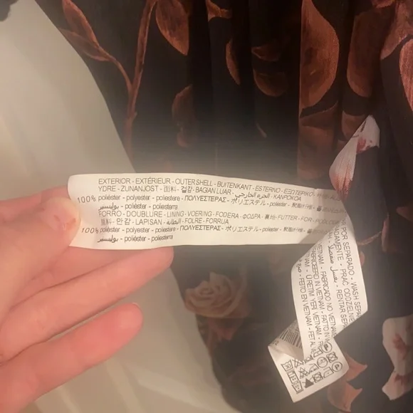 Zara Ruched Long Sleeve Rose Print Mini Asymmetrical Dress NWOT - Picture 13 of 13